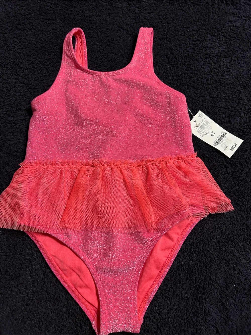 LG Razzle Pink Sparkle Girls' Tutu One-Piece Swim size 4T